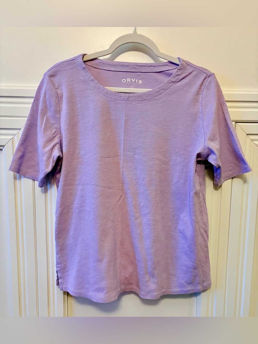 🟣 WOMENS LAVENDER ORVIS SCOOP-NECK PIMA COTTON SHIRT - SIZE MEDIUM - WORN ONCE 🟣